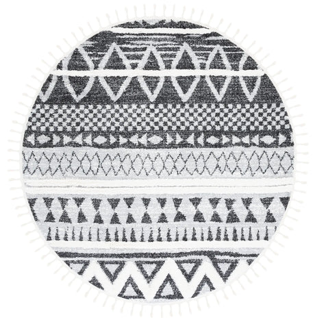 Safavieh Moroccan Tassel Shag 6'-7" x 6'-7" Rug in Grey / Black