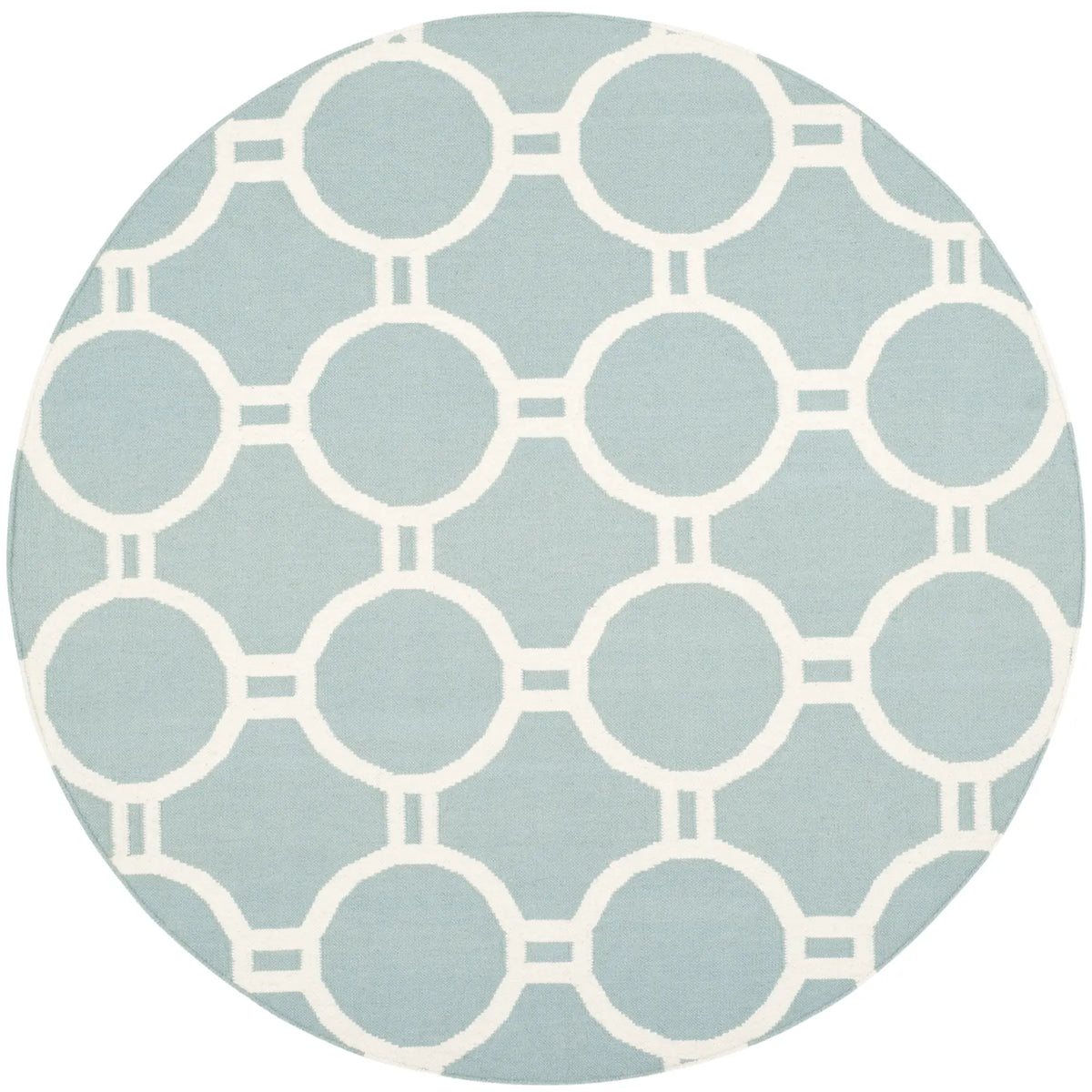 Safavieh Dhurries 6'-0" x 6'-0" Rug in Light Blue / Ivory