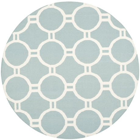 Safavieh Dhurries 6'-0" x 6'-0" Rug in Light Blue / Ivory