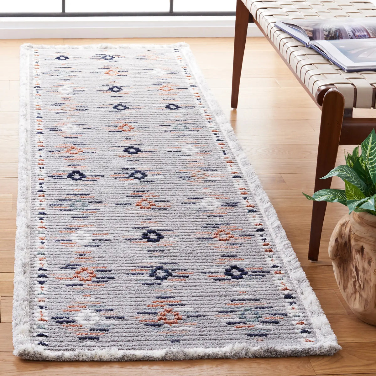 Safavieh Marrakesh 2'-2" x 8'-0" Rug in Grey / Blue Rust