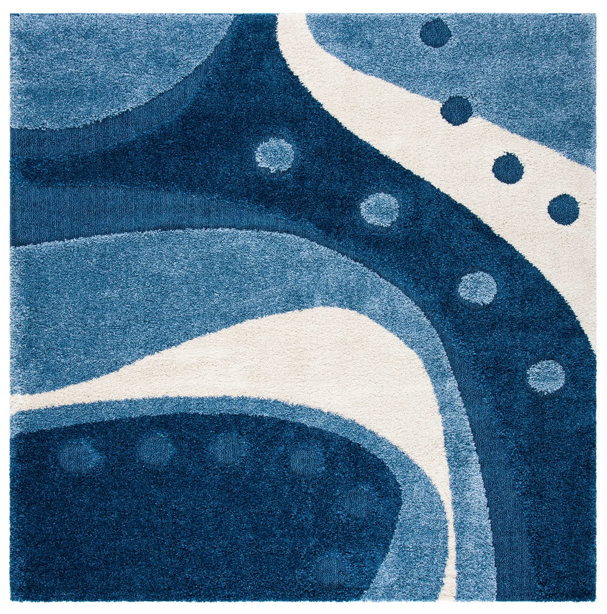 Safavieh Florida Shag 6'-7" x 6'-7" Rug in Dark Blue / Ivory
