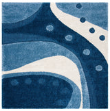 Safavieh Florida Shag 6'-7" x 6'-7" Rug in Dark Blue / Ivory