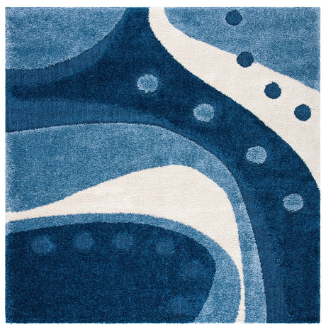 Safavieh Florida Shag 6'-7" x 6'-7" Rug in Dark Blue / Ivory