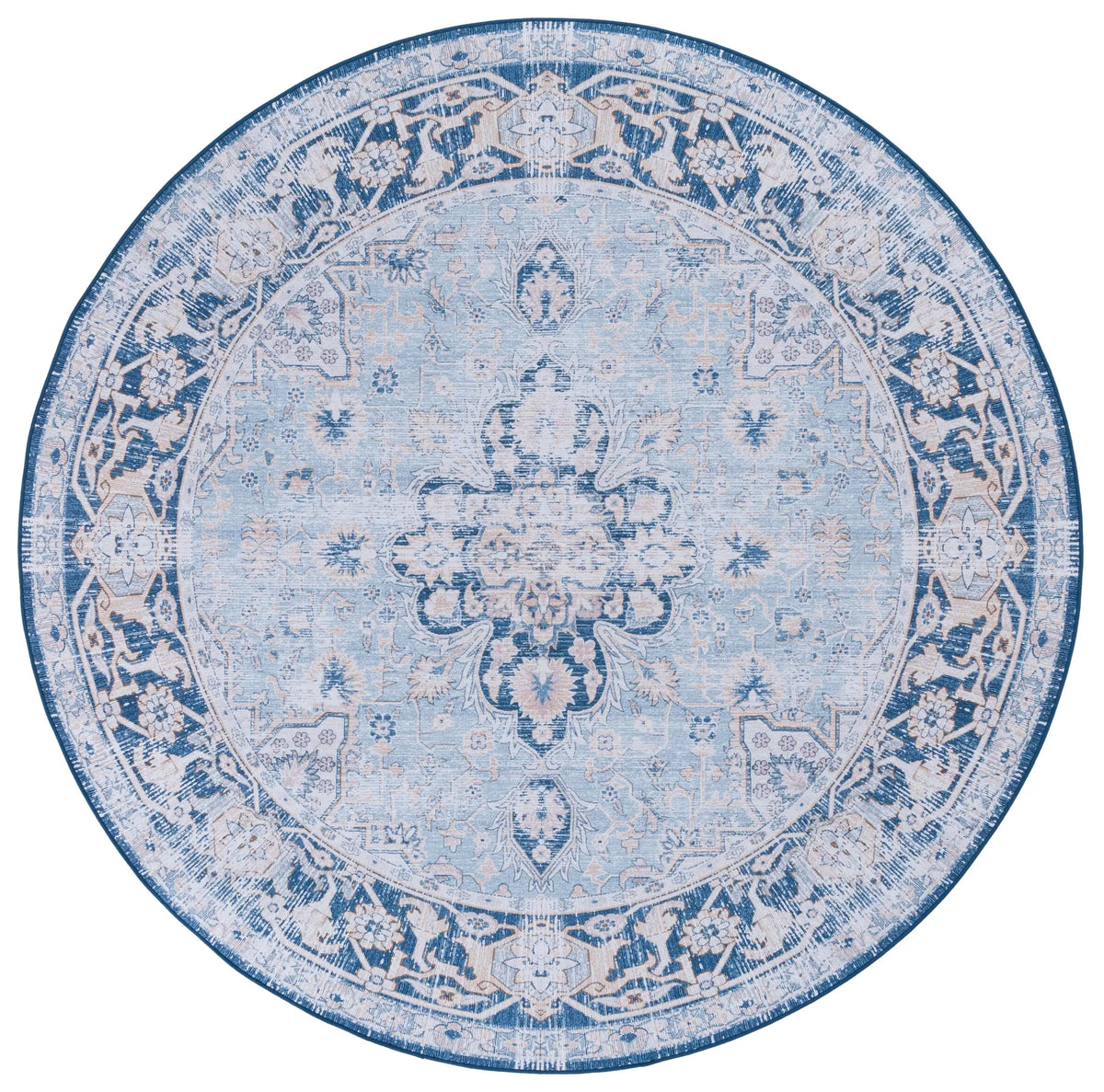 Safavieh Tucson 6'-0" x 6'-0" Rug in Light Blue / Navy