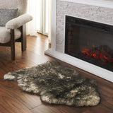 Safavieh Sheep Skin 2'-0" x 3'-0" Rug in Ivory / Dark Charcoal