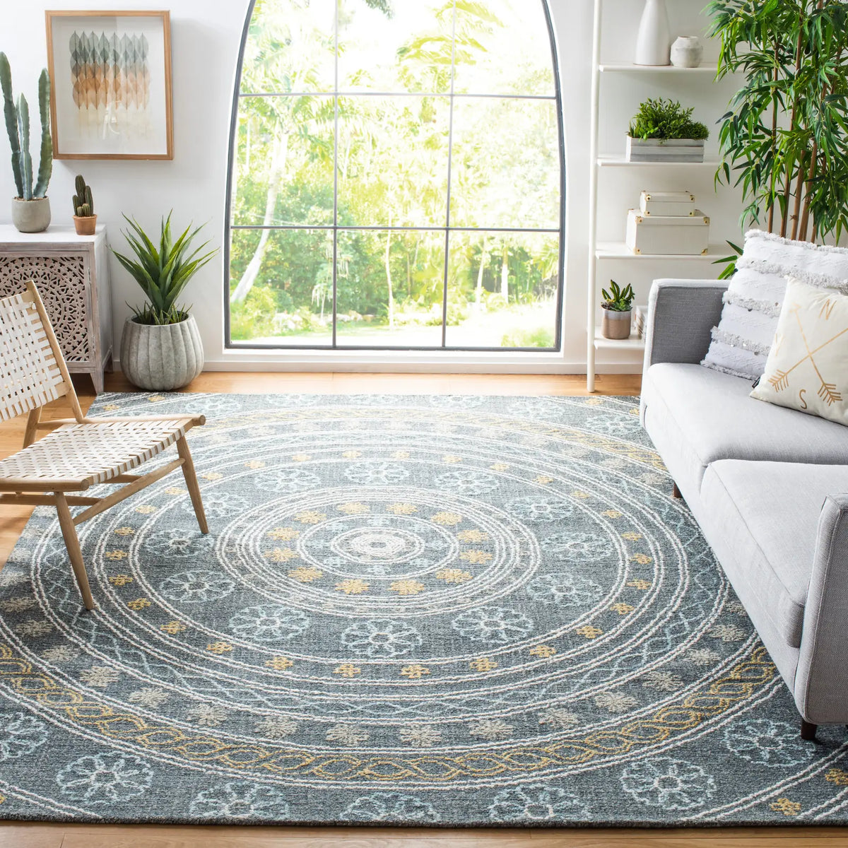 Safavieh Blossom 8'-0" x 10'-0" Rug in Charcoal / Yellow