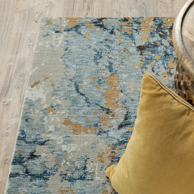 Oriental Weavers Sphinx Evolution 0980A Blue/ Gold Rugs - corner detail