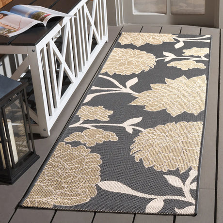 Safavieh Courtyard 2'-3" x 10'-0" Rug in Anthracite / Beige