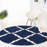 Safavieh Sgd-Dallas Shag 6'-0" x 6'-0" Rug in Navy / Ivory