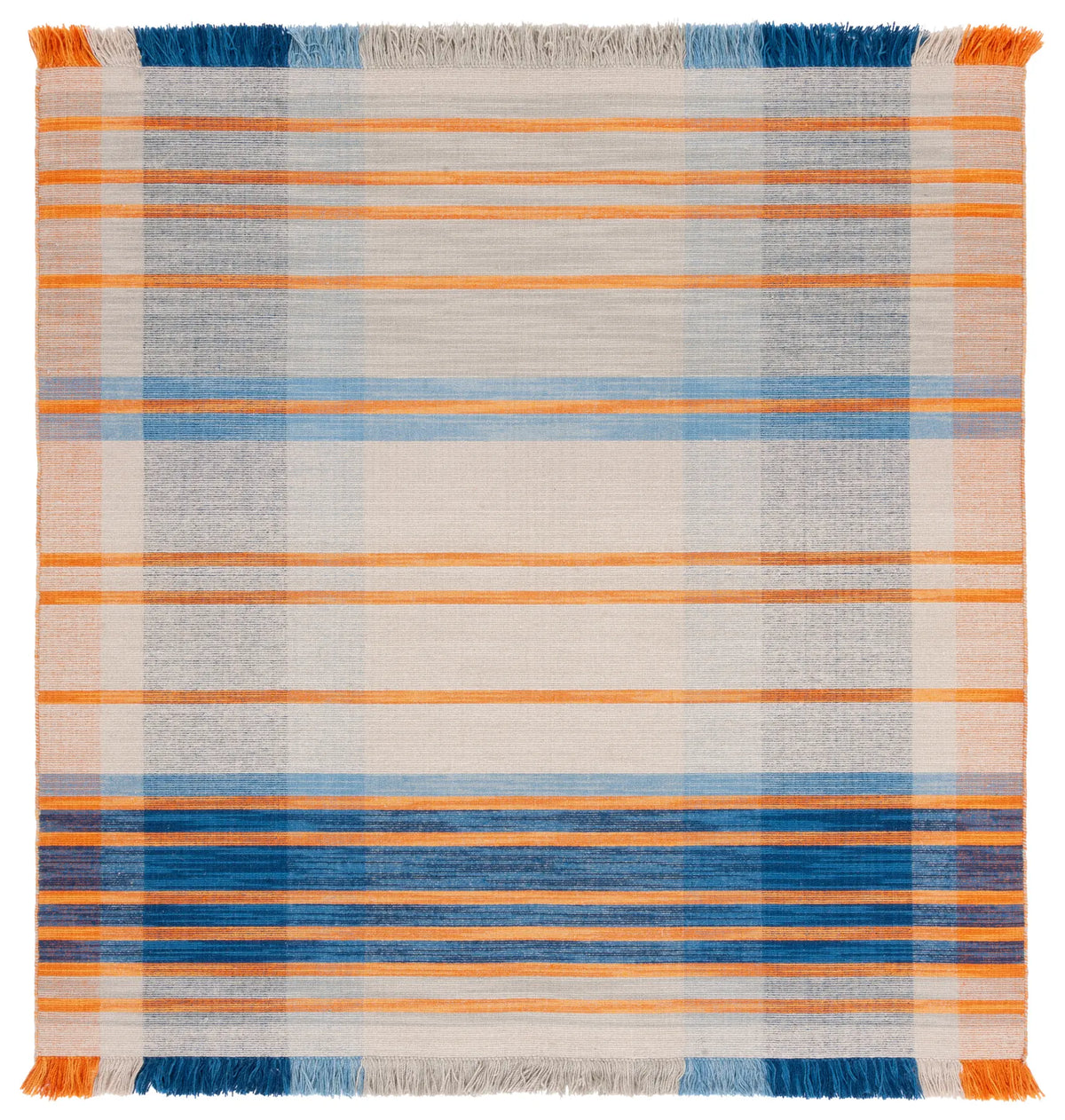 Safavieh Striped Kilim 6'-0" x 6'-0" Rug in Beige / Blue