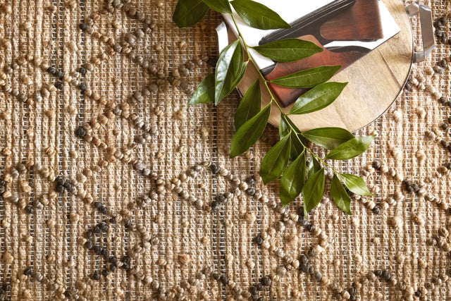 Loloi Beacon Bu-01 Charcoal Rugs - styled aerial 1
