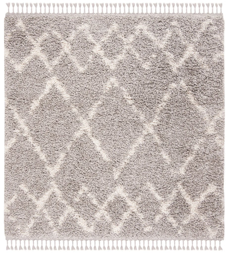 Safavieh Pro Lux Shag 400 6'-7" x 6'-7" Rug in Grey / Cream