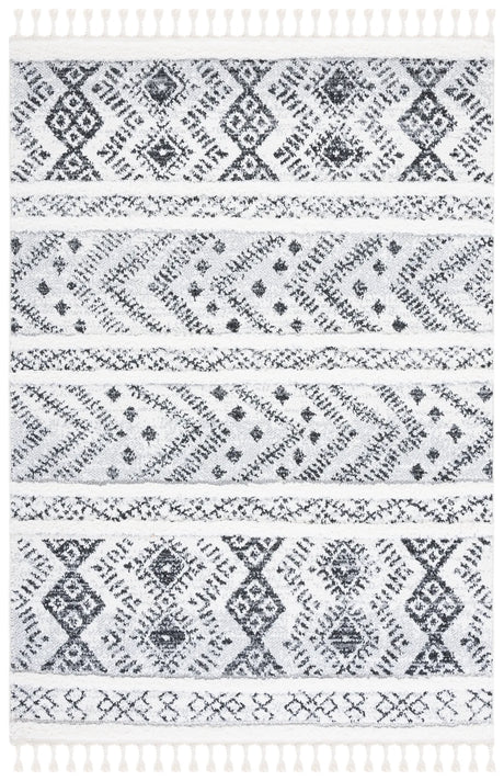 Safavieh Moroccan Tassel Shag 4'-0" x 6'-0" Rug in Ivory / Grey