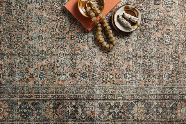 Loloi Adrian Adr-03 Terracotta/Multi Rug - styled aerial 1