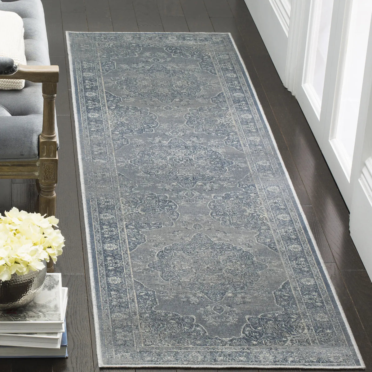 Safavieh Vintage 2'-2" x 12'-0" Rug in Light Blue / Light Grey