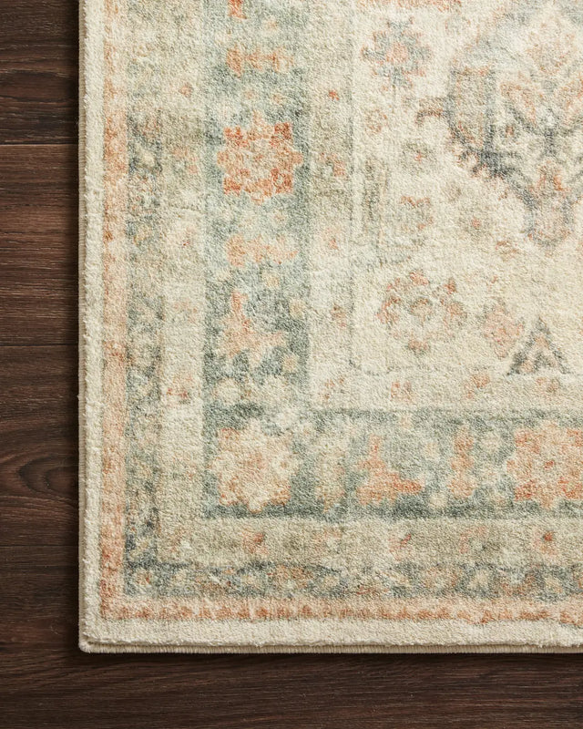 Loloi Rosette Ros-01 Beige/Multi Rugs - corner on wood