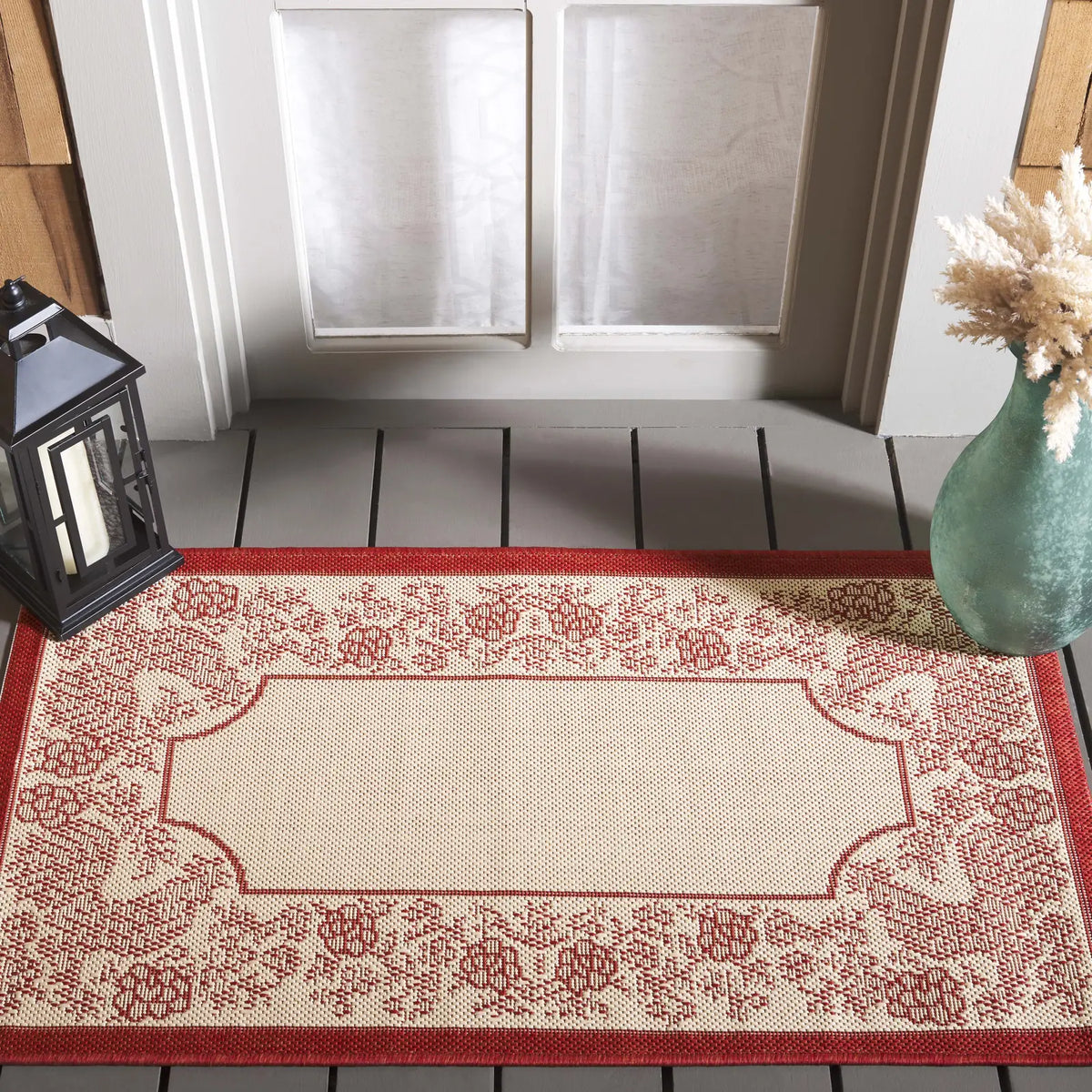 Safavieh Courtyard 2'-0" x 3'-7" Rug in Natural / Red