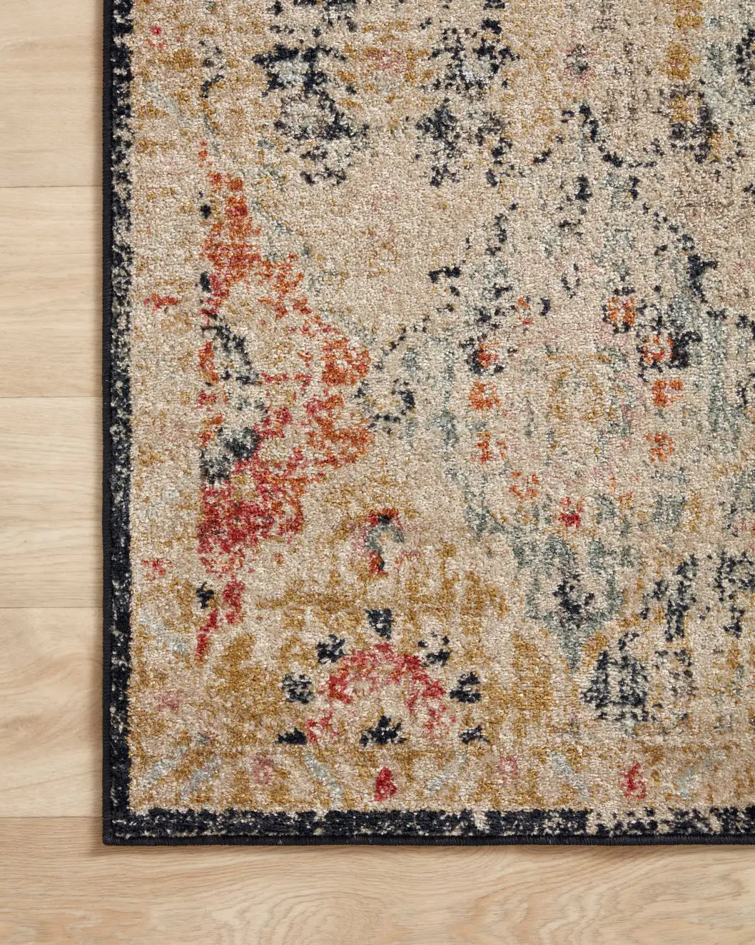 Loloi Jocelyn Joc-07 Khaki/Multi Rugs - corner on wood