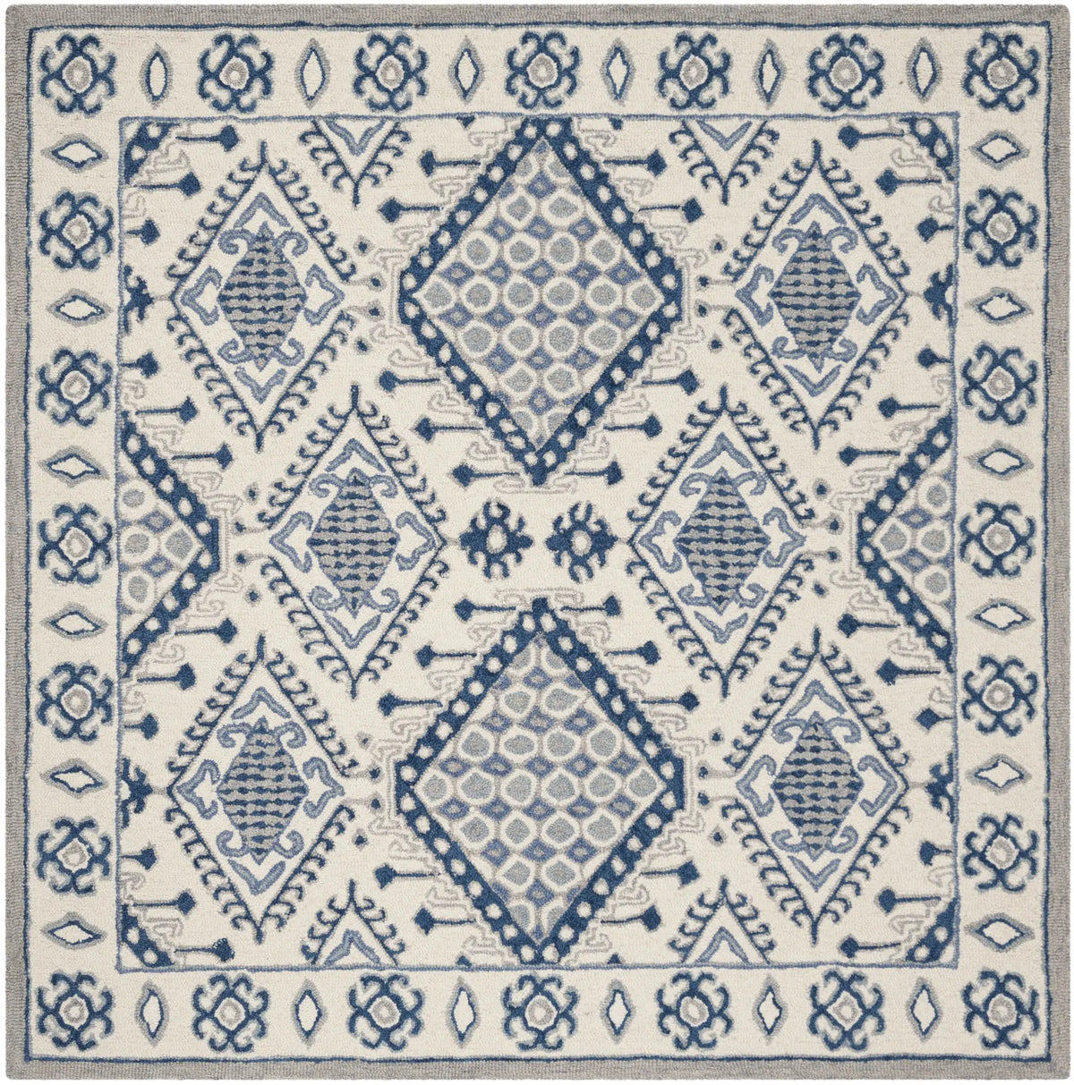 Safavieh Micro-Loop 5'-0" x 5'-0" Rug in Ivory / Blue