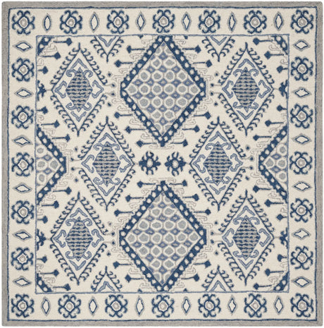 Safavieh Micro-Loop 5'-0" x 5'-0" Rug in Ivory / Blue