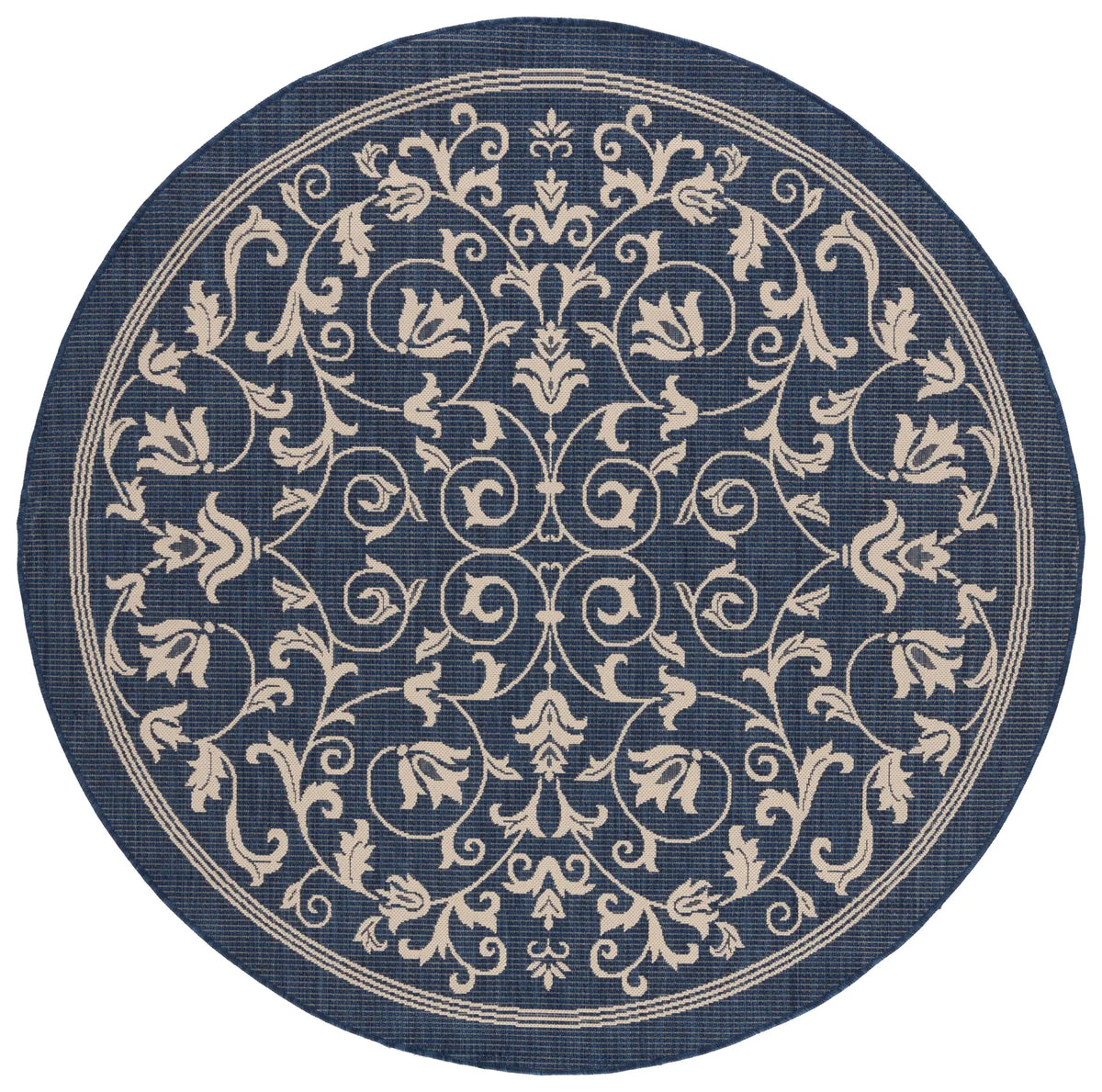 Safavieh Courtyard 6'-7" x 6'-7" Rug in Navy / Beige