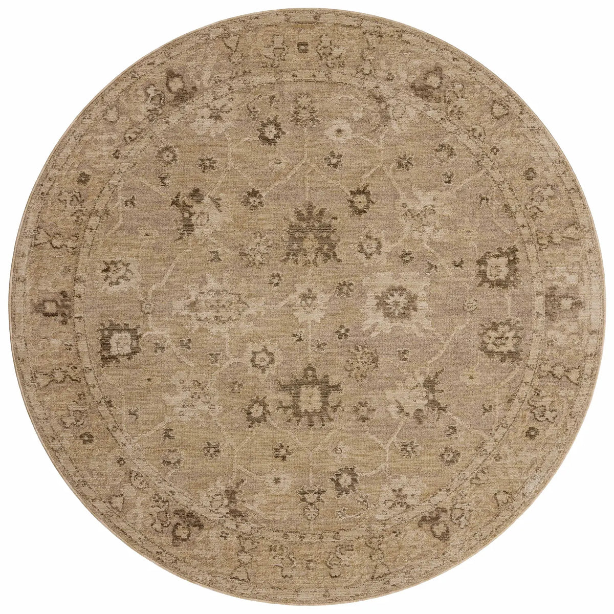 Loloi Willa WIA-02 Taupe / Natural Power Loomed Rug - round flat