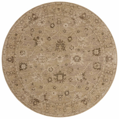 Loloi Willa WIA-02 Taupe / Natural Power Loomed Rug - round flat