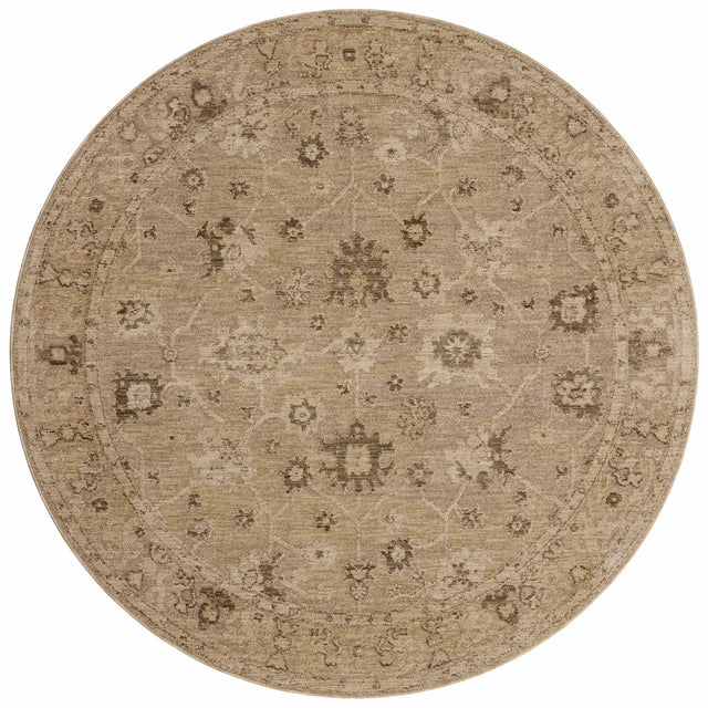 Loloi Willa WIA-02 Taupe / Natural Power Loomed Rug - round flat