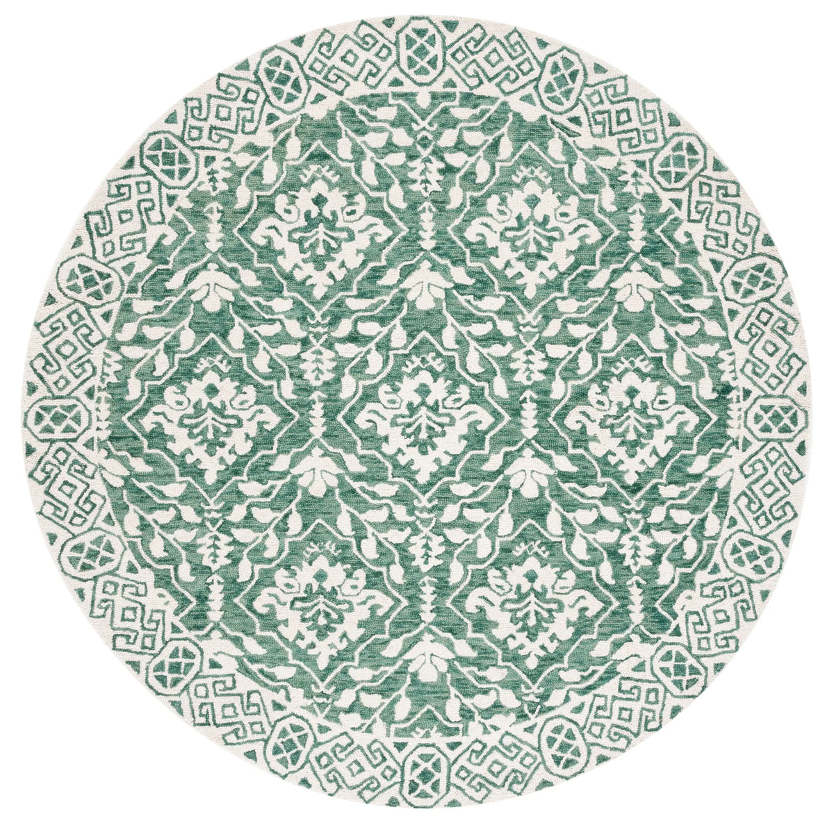 Safavieh Dip Dye 7'-0" x 7'-0" Rug in Dark Green / Ivory