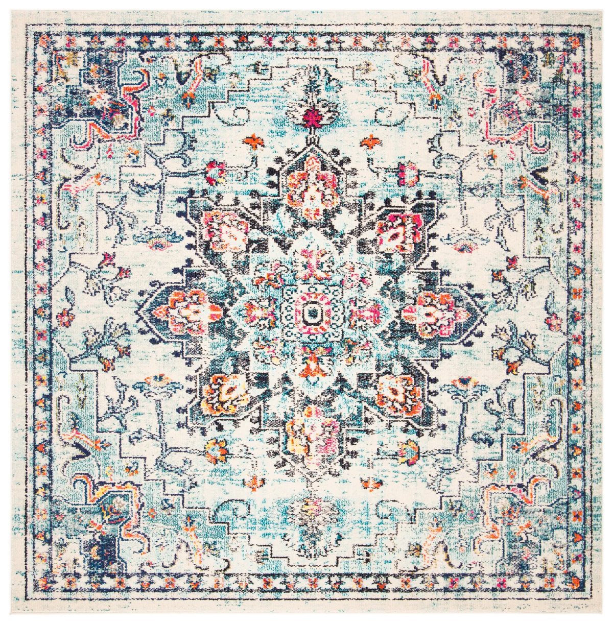 Safavieh Madison 6'-7" x 6'-7" Rug in Cream / Blue