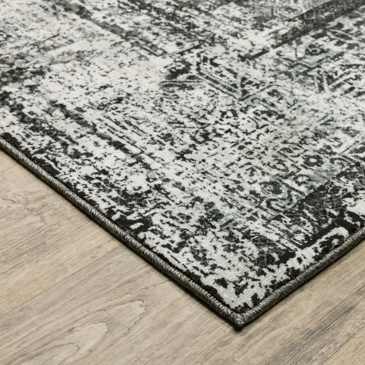 Oriental Weavers Gemini 090O2 Charcoal/ Grey Rug - corner detail
