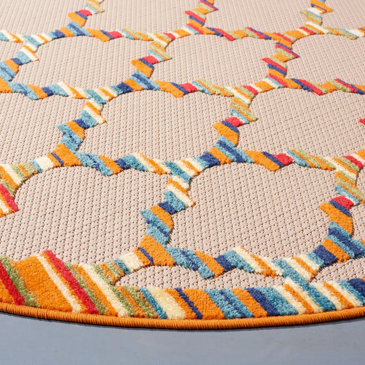 Safavieh Cabana 6'-7" x 6'-7" Rug in Ivory / Orange