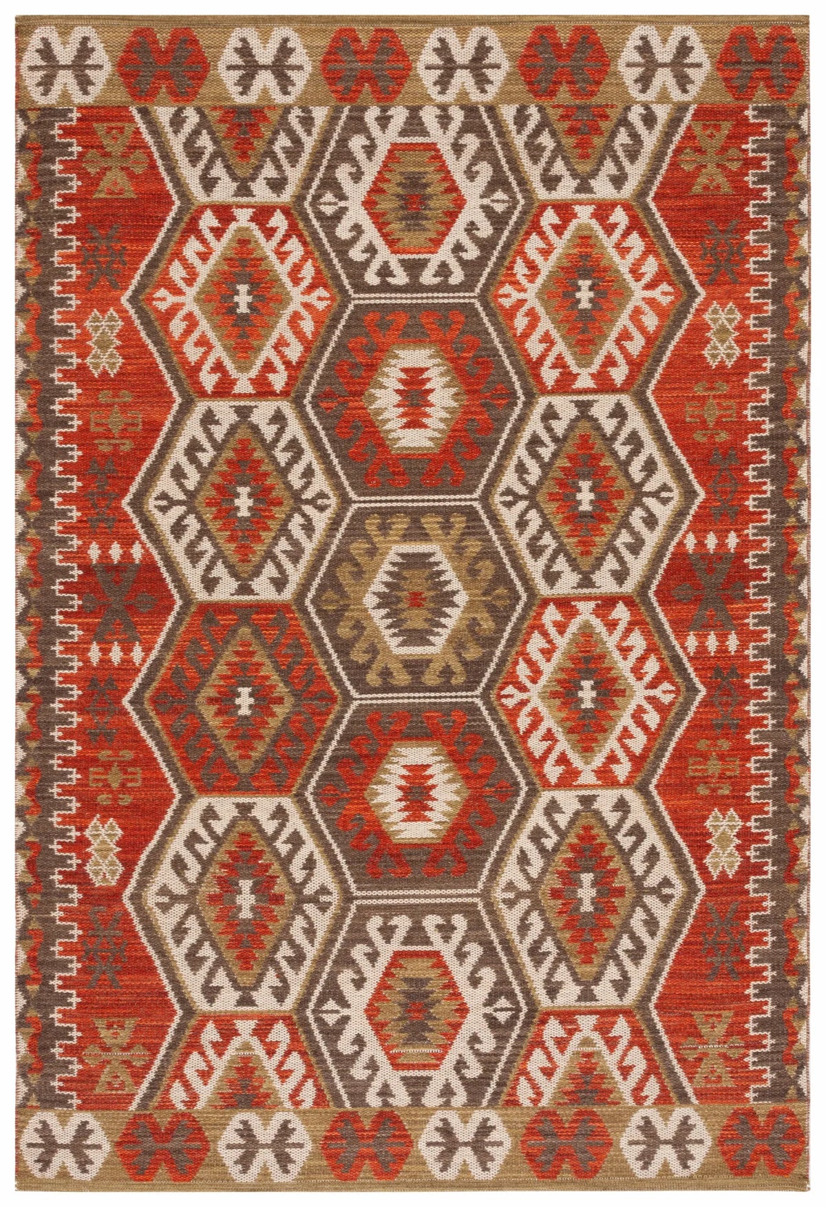 Safavieh Kilim 4'-0" x 6'-0" Rug in Red / Olive