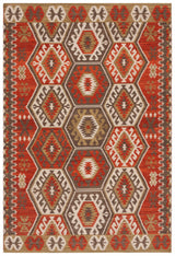 Safavieh Kilim 4'-0" x 6'-0" Rug in Red / Olive