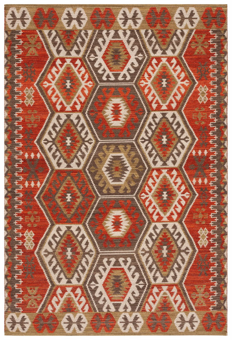 Safavieh Kilim 4'-0" x 6'-0" Rug in Red / Olive