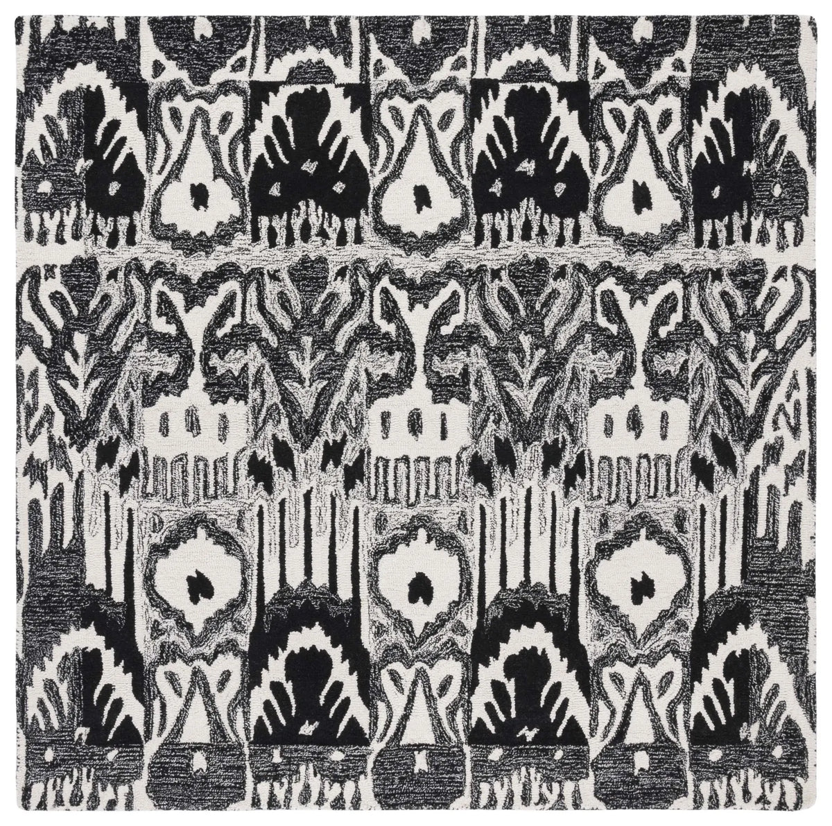 Safavieh Ikat 6'-0" x 6'-0" Rug in Black / Ivory