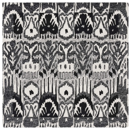 Safavieh Ikat 6'-0" x 6'-0" Rug in Black / Ivory