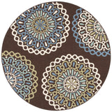 Safavieh Veranda 5'-3" x 5'-3" Rug in Chocolate / Blue