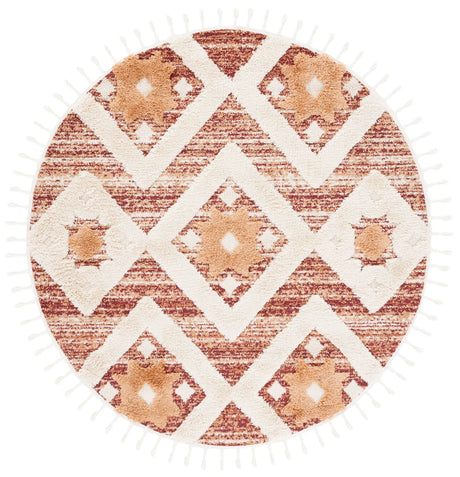 Safavieh Moroccan Tassel Shag 5'-3" x 5'-3" Rug in Rust / Ivory