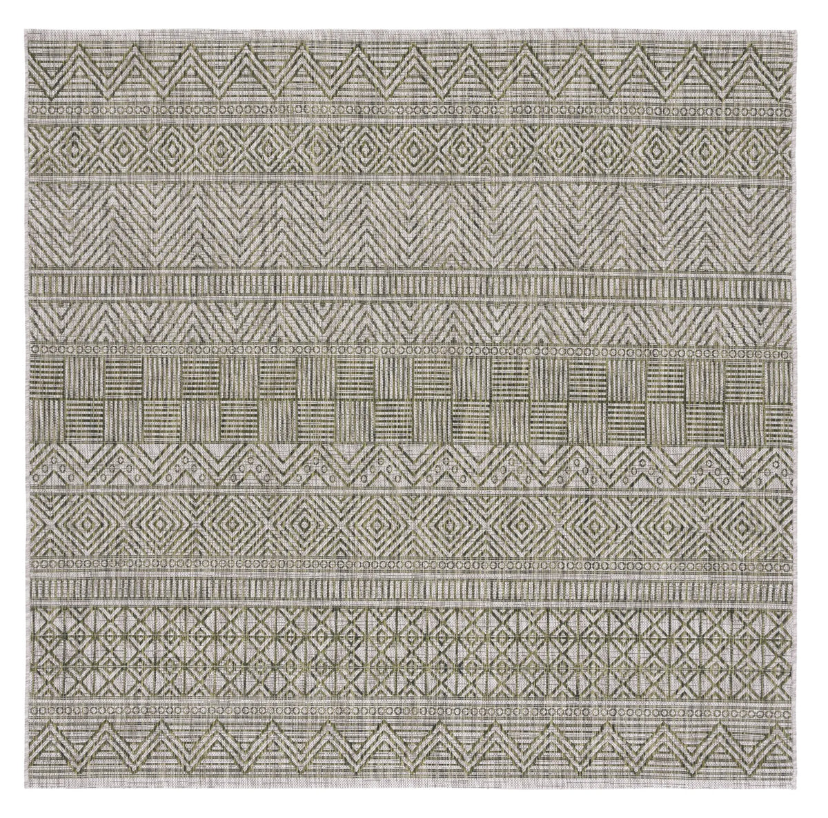 Safavieh Courtyard 6'-7" x 6'-7" Rug in Grey / Olive Green