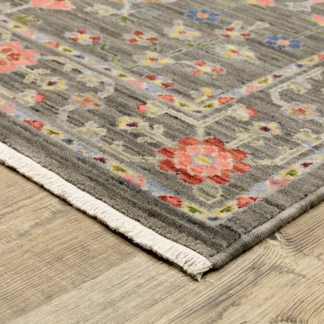 Oriental Weavers Lucca 093K1 Grey/ Multi Rug - corner detail