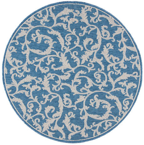 Safavieh Courtyard 5'-3" x 5'-3" Rug in Blue / Natural