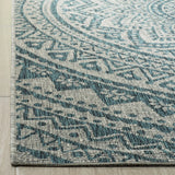 Safavieh Courtyard 4'-0" x 5'-7" Rug in Light Grey / Teal