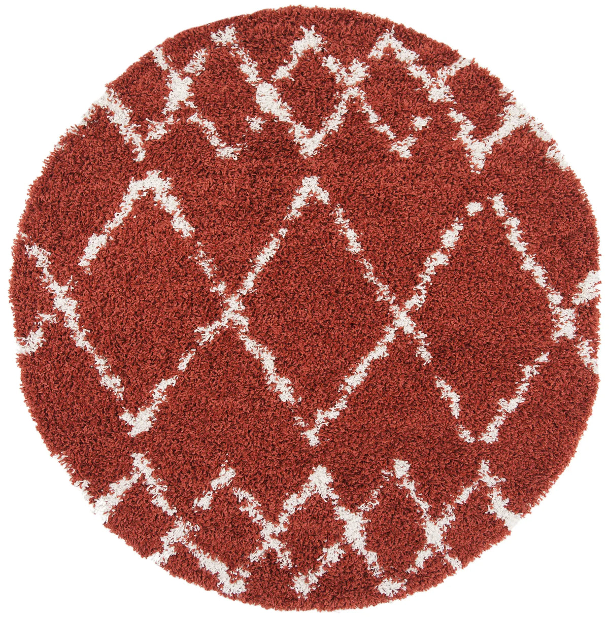 Safavieh Pro Lux Shag 400 6'-7" x 6'-7" Rug in Rust / Creme