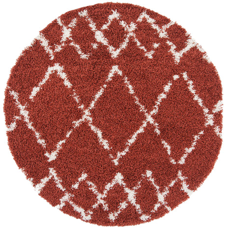 Safavieh Pro Lux Shag 400 6'-7" x 6'-7" Rug in Rust / Creme