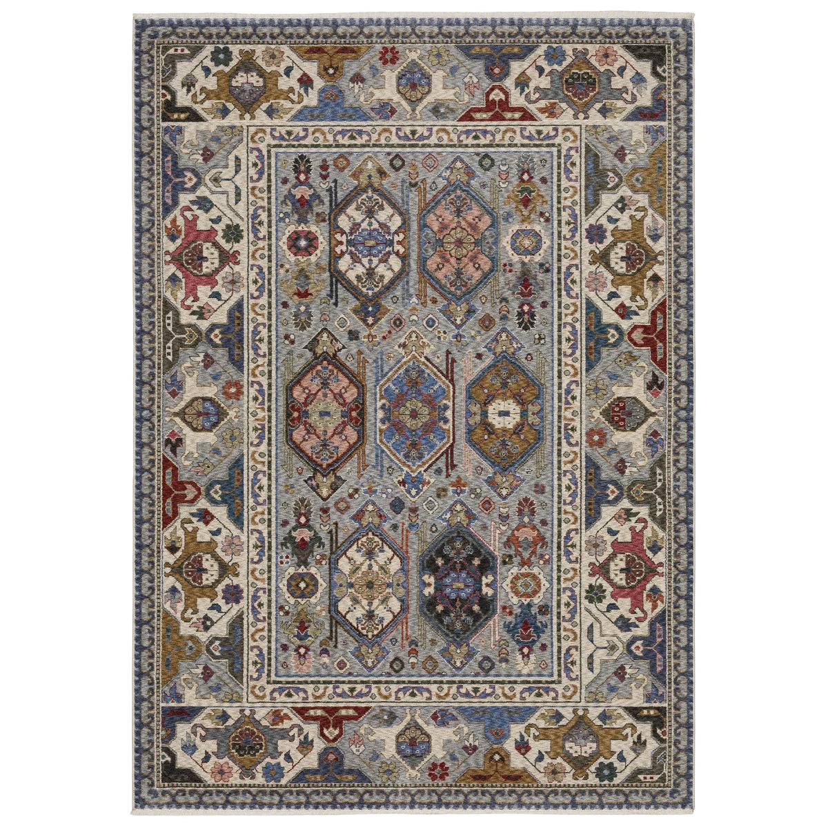 Oriental Weavers Sphinx HASTINGS HA04E Blue Geometric Rugs - main flat