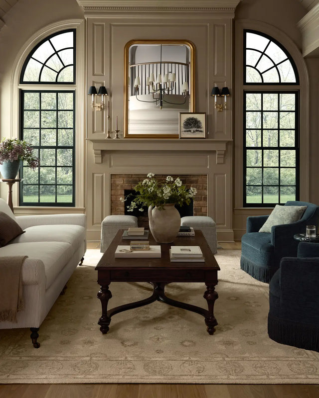 Chris Loves Julia x Loloi Dorothea DRT-03 Dove / Natural Rug - room scene 1