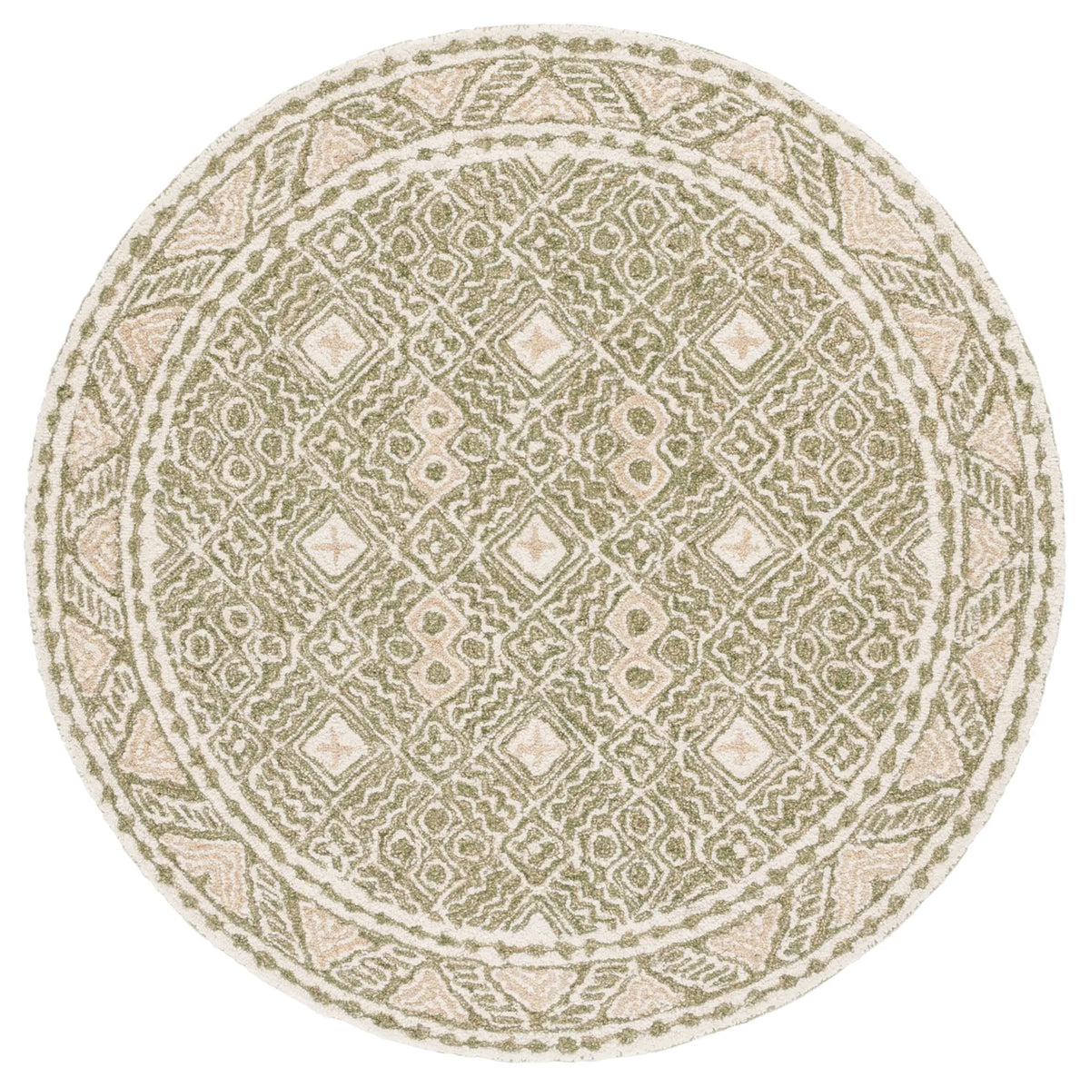 Safavieh Micro-Loop 5'-0" x 5'-0" Rug in Green / Ivory