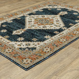 Oriental Weavers Sphinx Andorra 2281E Blue/ Orange Rug - angle detail