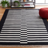 Safavieh Striped Kilim 4'-0" x 6'-0" Rug in Black / Ivory